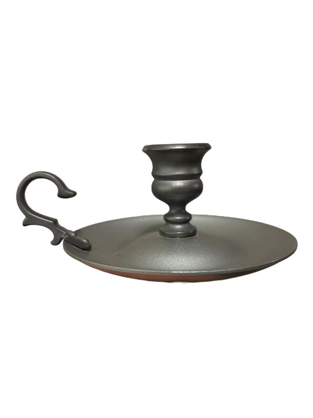 Vintage Avon American Heirloom Pewter-Finish Metal Chamberstick Candle Holder –